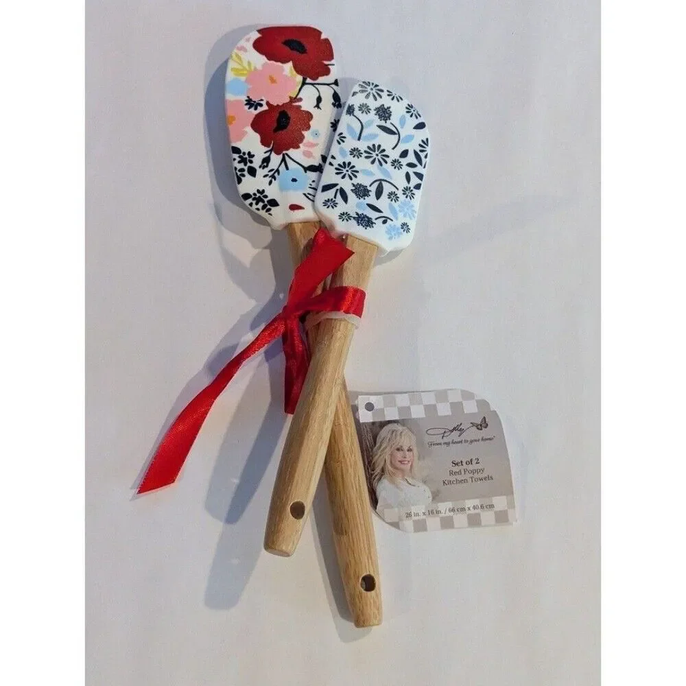 Dolly Parton Red poppy kitchen set apron and 2 spatulas